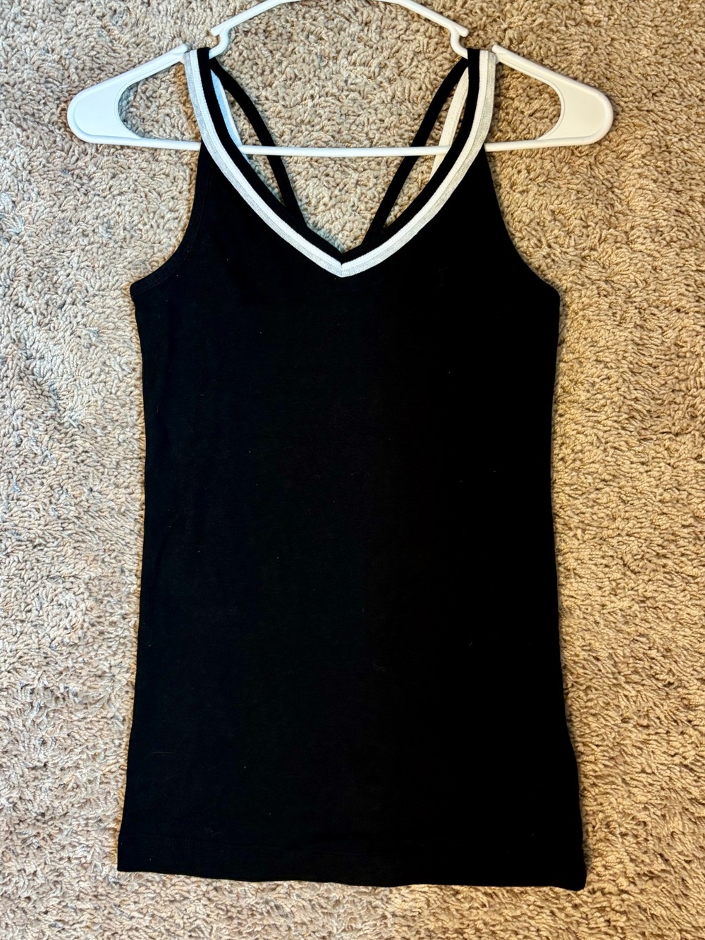 Y2K Old Navy Black V-Neck Strappy Tank Top with Contrast Trim